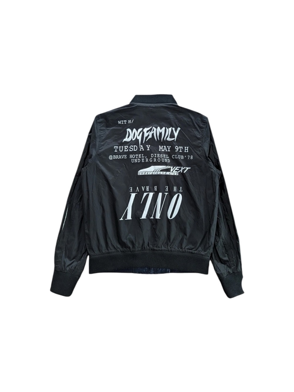 Diesel Kids Reversible Bomber Jacket Size 10 Black Navy Denim